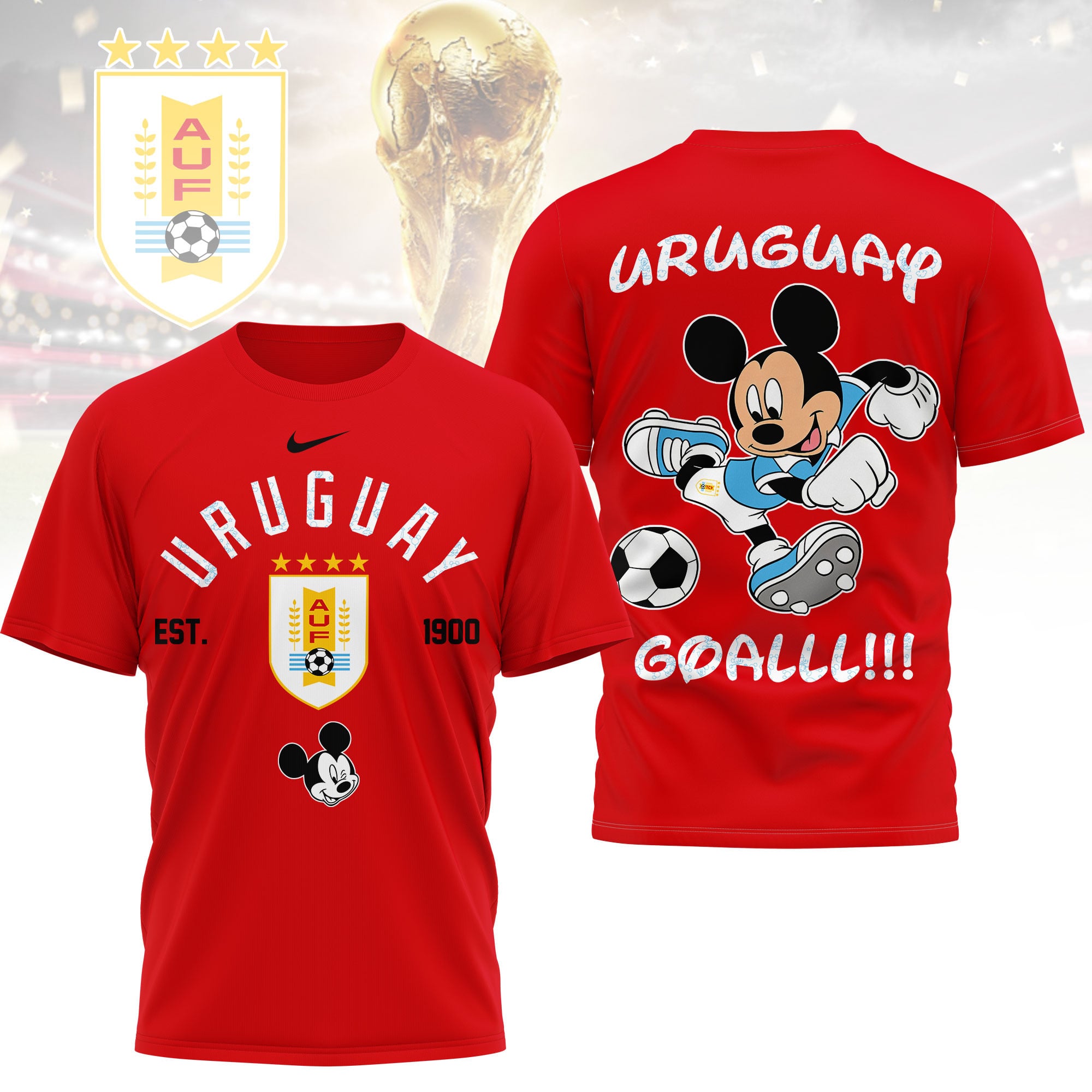 Uruguay | Premium WC26 Mickey Mouse Soccer Fan 3D Shirt - Image 3