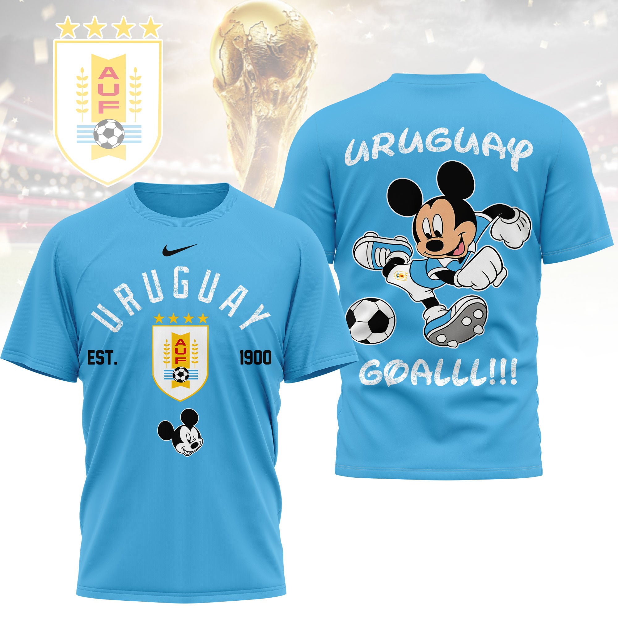 Uruguay | Premium WC26 Mickey Mouse Soccer Fan 3D Shirt - Image 4