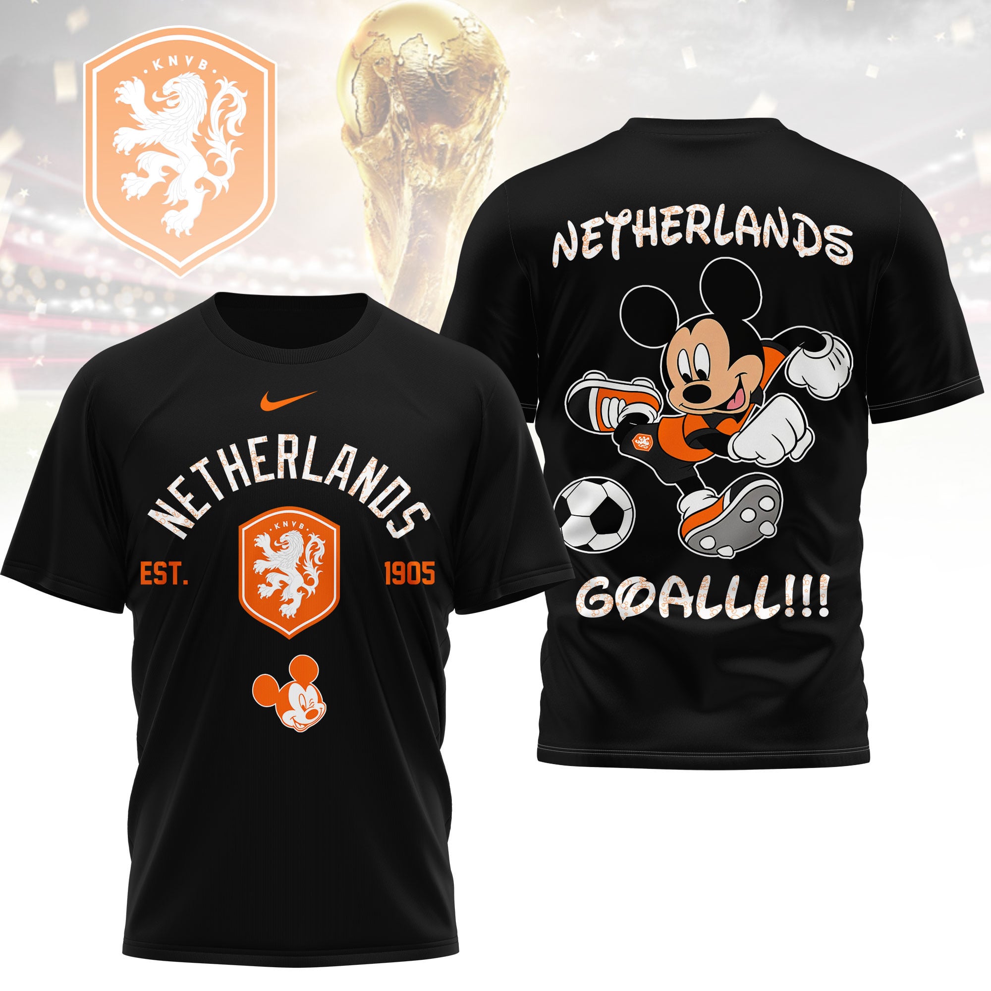 Netherlands | Premium WC26 Mickey Mouse Soccer Fan 3D Shirt - Image 2