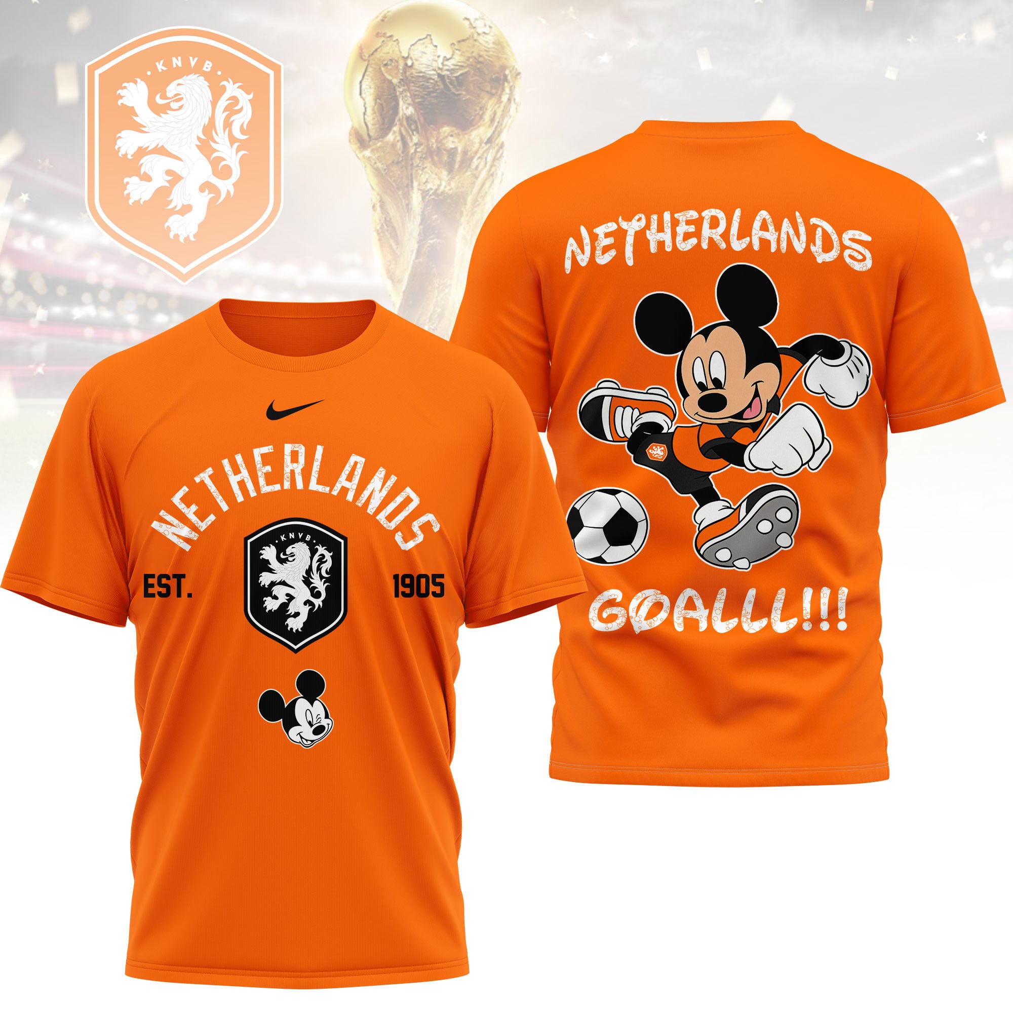 Netherlands | Premium WC26 Mickey Mouse Soccer Fan 3D Shirt - Image 4