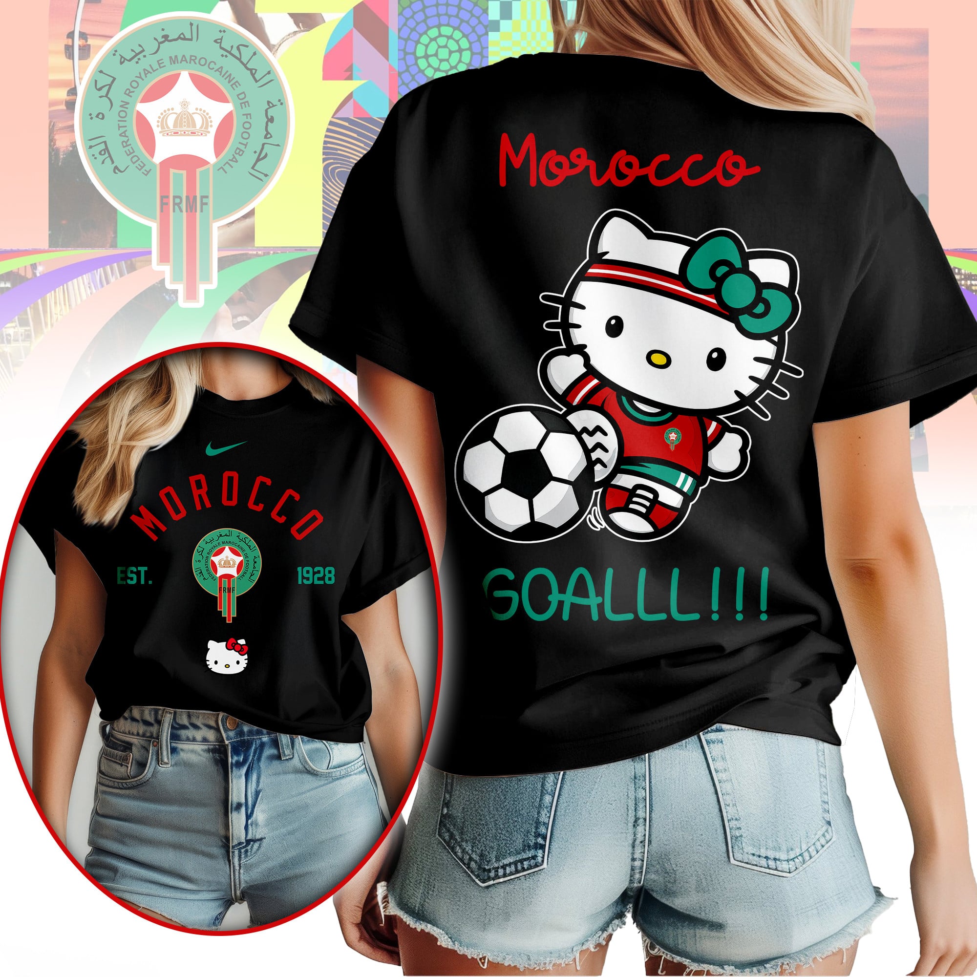 Morocco | Premium WC26 Hello Kitty Soccer Fan Women Shirt - Image 2