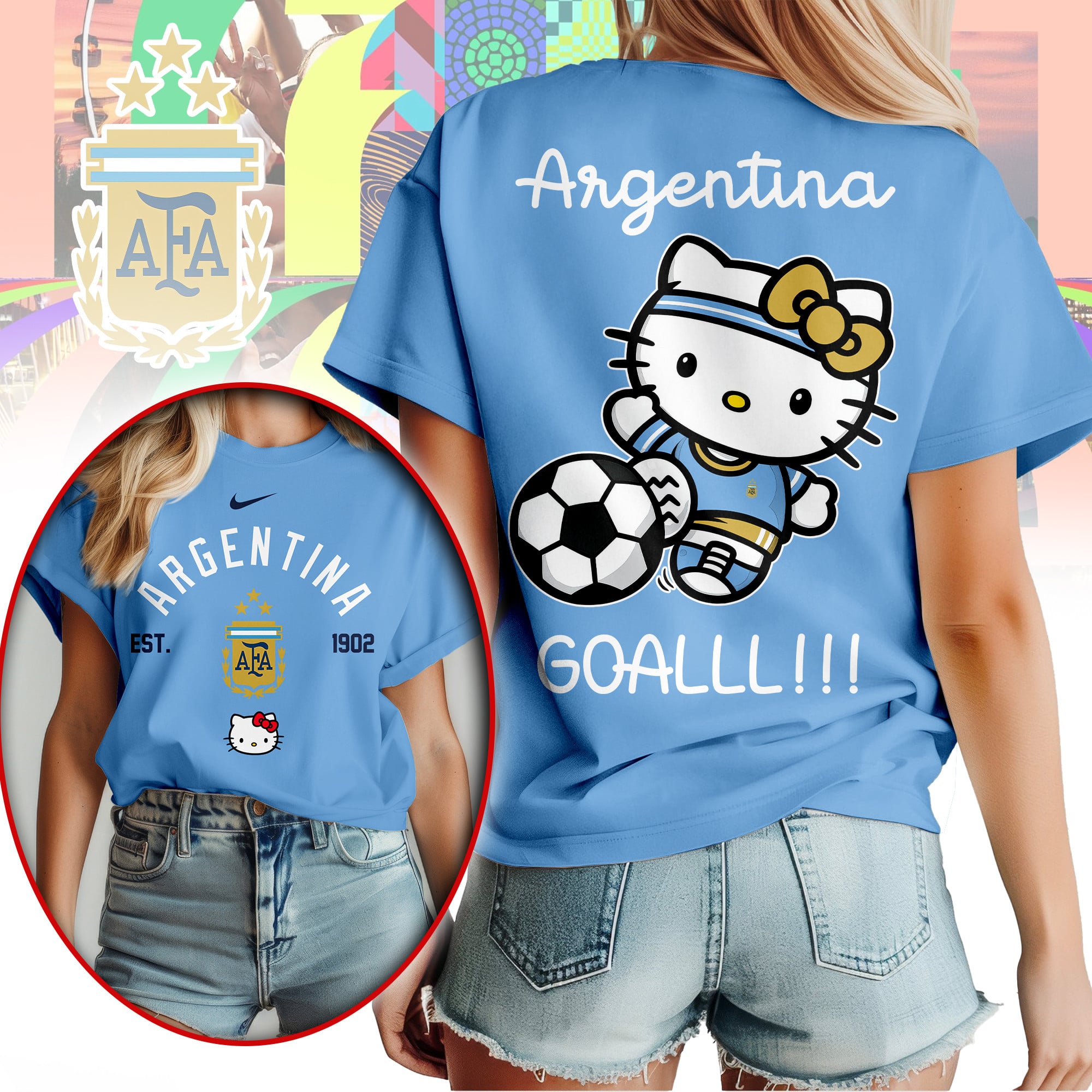 Argentina | Premium WC26 Hello Kitty Soccer Fan Women Shirt - Image 4