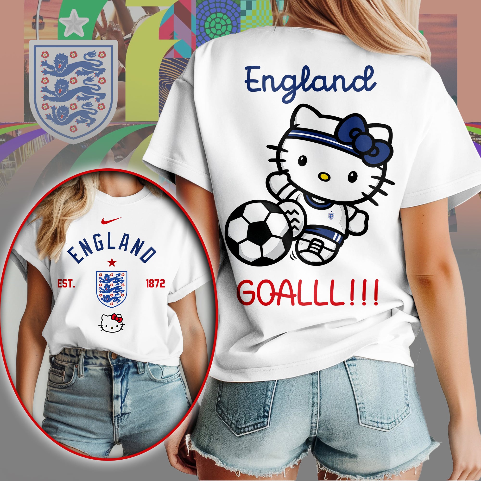 England | Premium WC26 Hello Kitty Soccer Fan Women Shirt