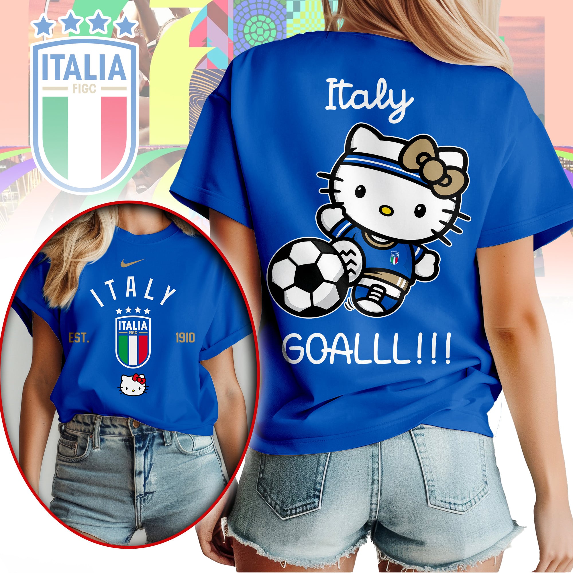 Italy | Premium WC26 Hello Kitty Soccer Fan Women Shirt - Image 4