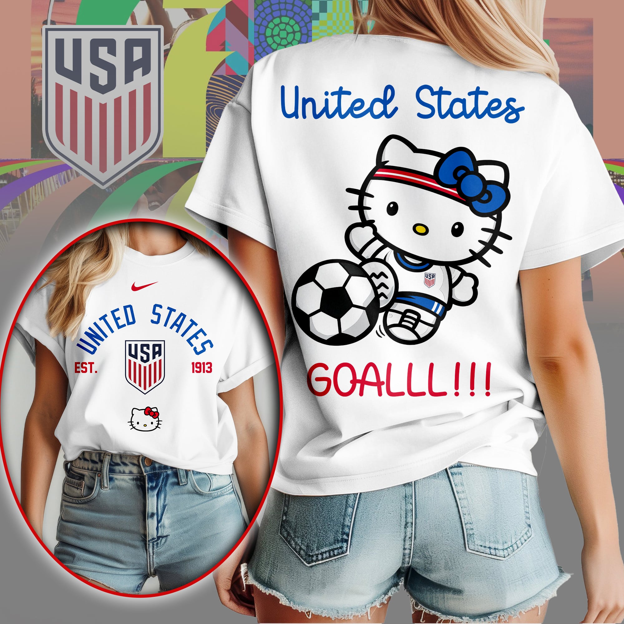 USA | Premium WC26 Hello Kitty Soccer Fan Women Shirt