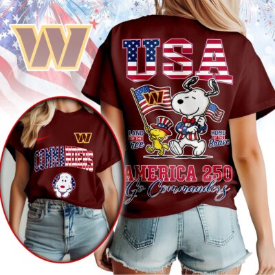 Washington Commanders | Premium NFL Snoopy America 250 3D Shirt