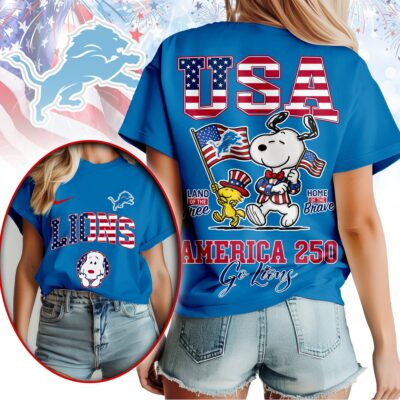 Detroit Lions | Premium NFL Snoopy America 250 3D Shirt