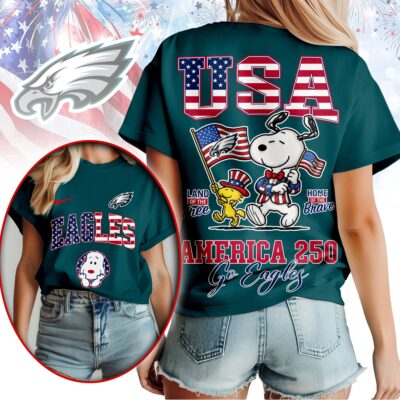Philadelphia Eagles | Premium NFL Snoopy America 250 3D Shirt