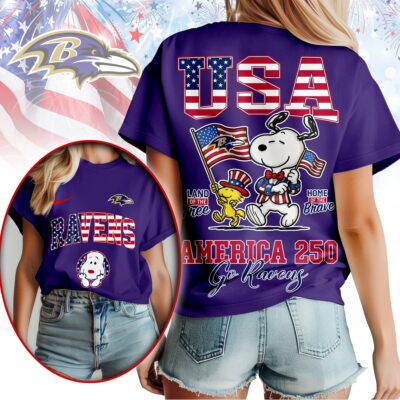 Baltimore Ravens | Premium NFL Snoopy America 250 3D Shirt