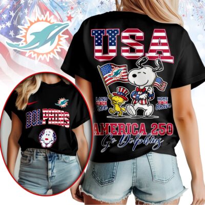 Miami Dolphins | Premium NFL Snoopy America 250 3D Shirt