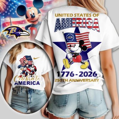 Baltimore Ravens | Premium NFL Mickey Celebrate America Women Shirt