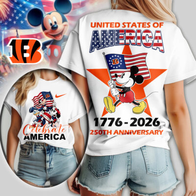 Cincinnati Bengals | Premium NFL Mickey Celebrate America Women Shirt