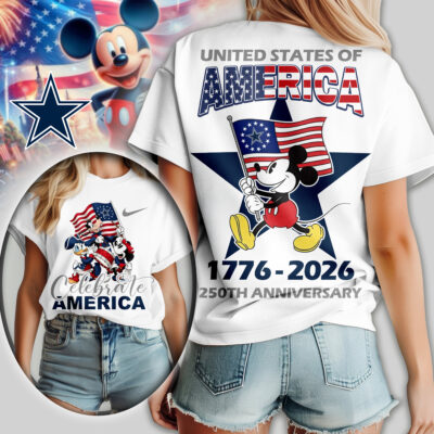 Dallas Cowboys | Premium NFL Mickey Celebrate America Women Shirt
