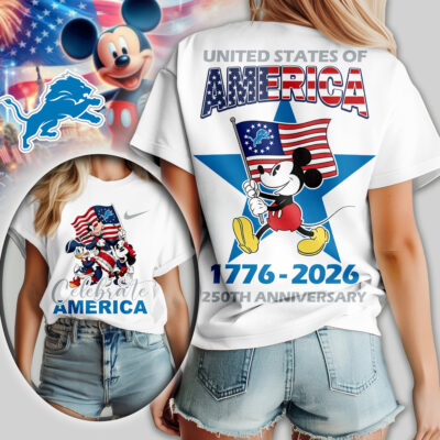 Detroit Lions | Premium NFL Mickey Celebrate America Women Shirt