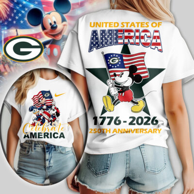 Green Bay Packers | Premium NFL Mickey Celebrate America Women Shirt