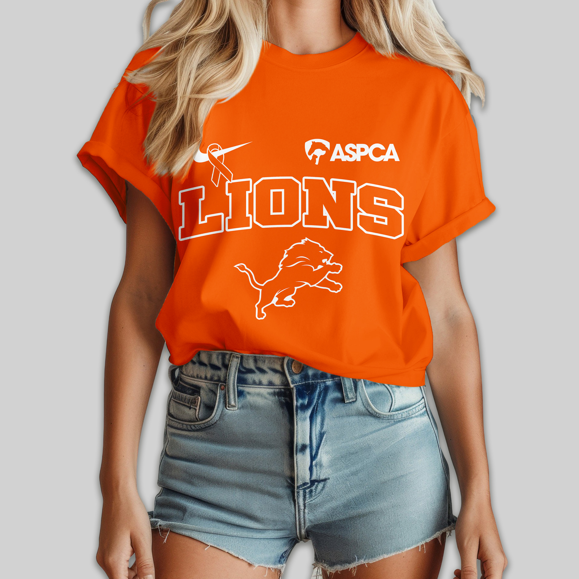 Detroit Lions | Premium NFL Animal Guardian Women Shirt - Image 4