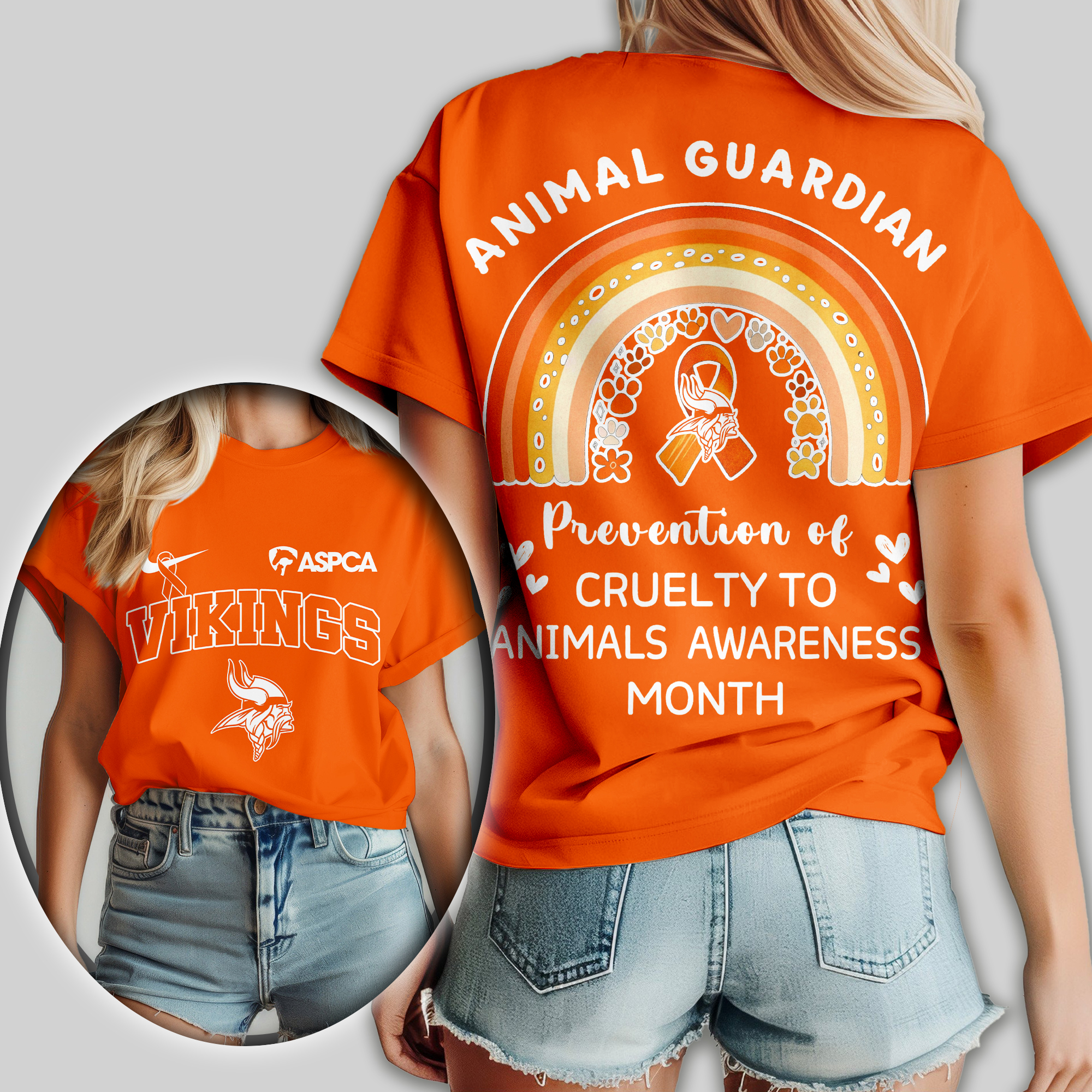 Minnesota Vikings | Premium NFL Animal Guardian Women Shirt - Image 2
