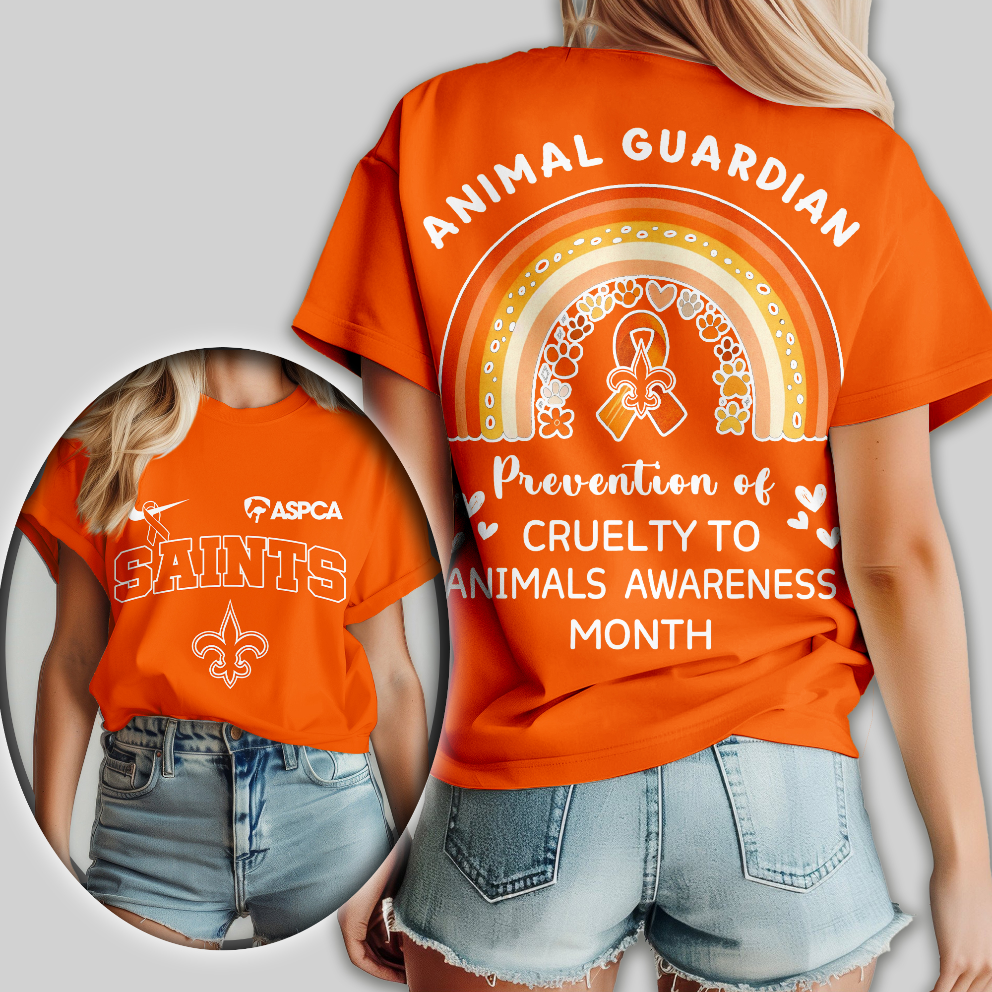 New Orleans Saints | Premium NFL Animal Guardian Women Shirt - Image 2