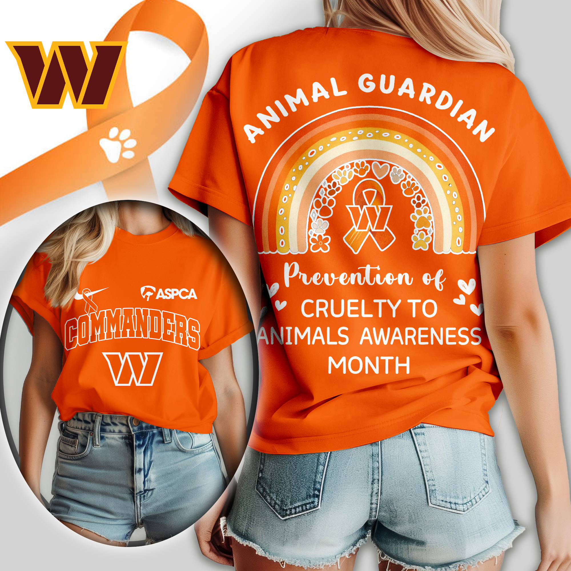 Washington Commanders | Premium NFL Animal Guardian Women Shirt