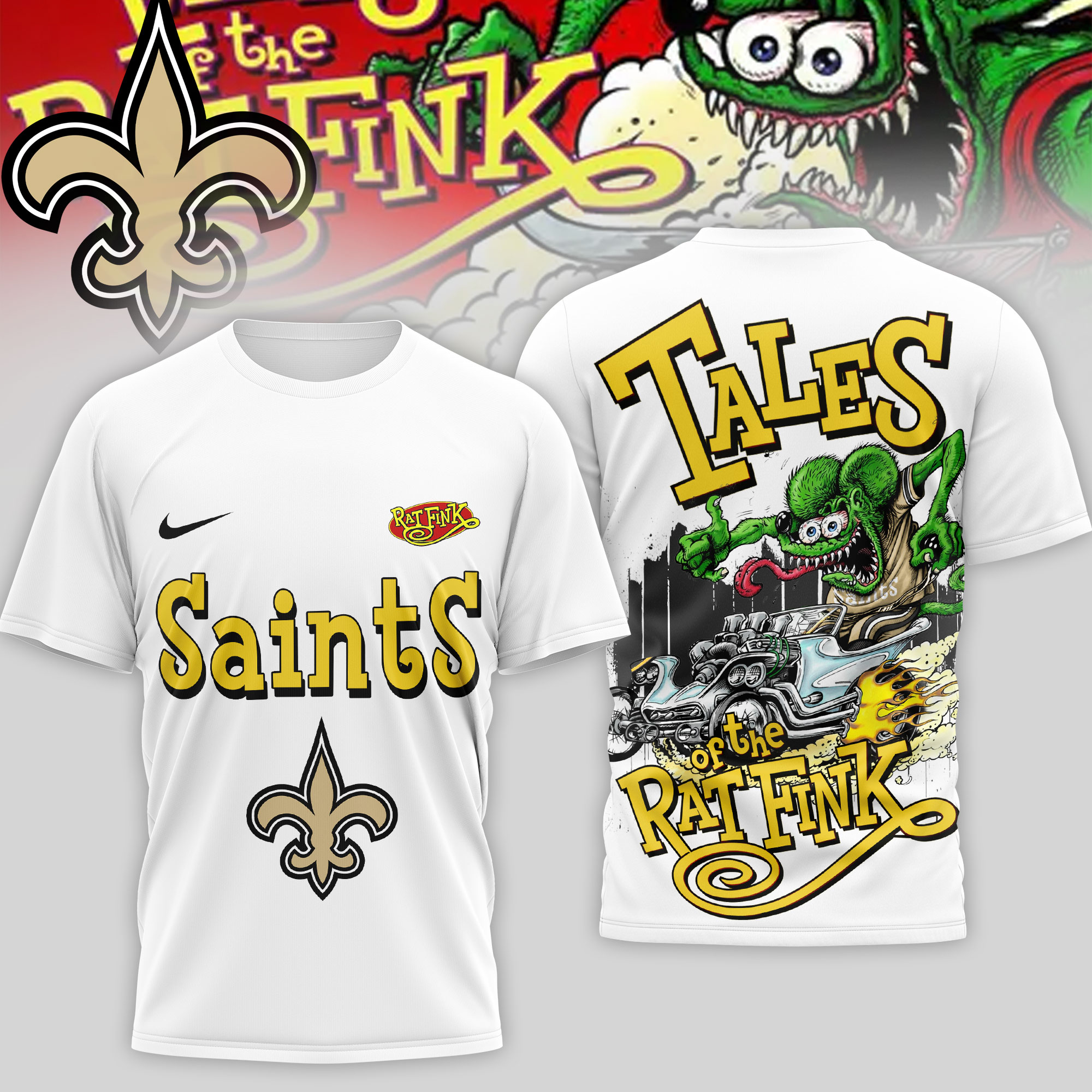 New Orleans Saints | Premium NFL Rat Fink 3D Shirt