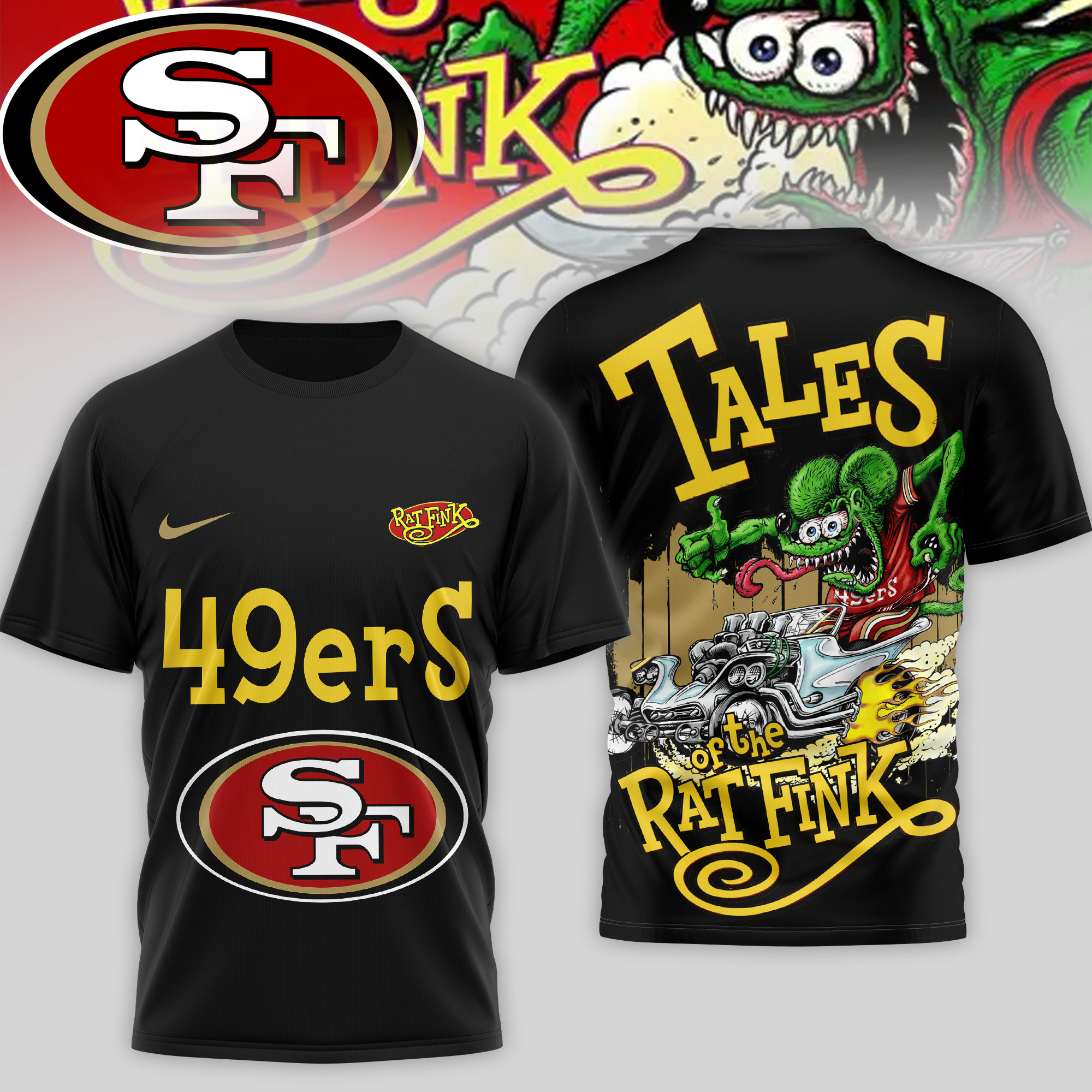 San Francisco 49ers | Premium NFL Rat Fink 3D Shirt - Image 2