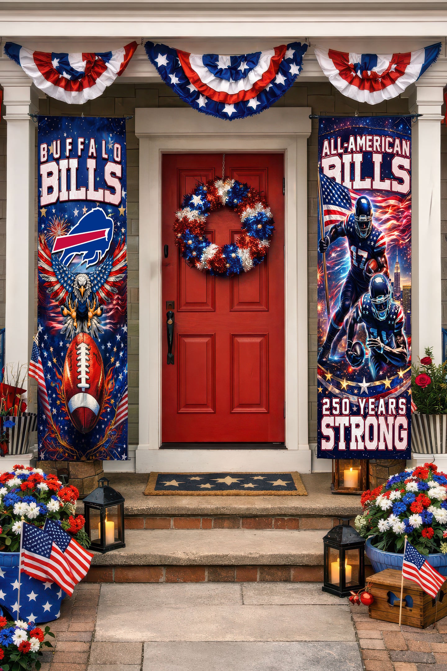 Buffalo Bills | Premium NFL 250th Anniversary Of America Independence Day Porch Sign