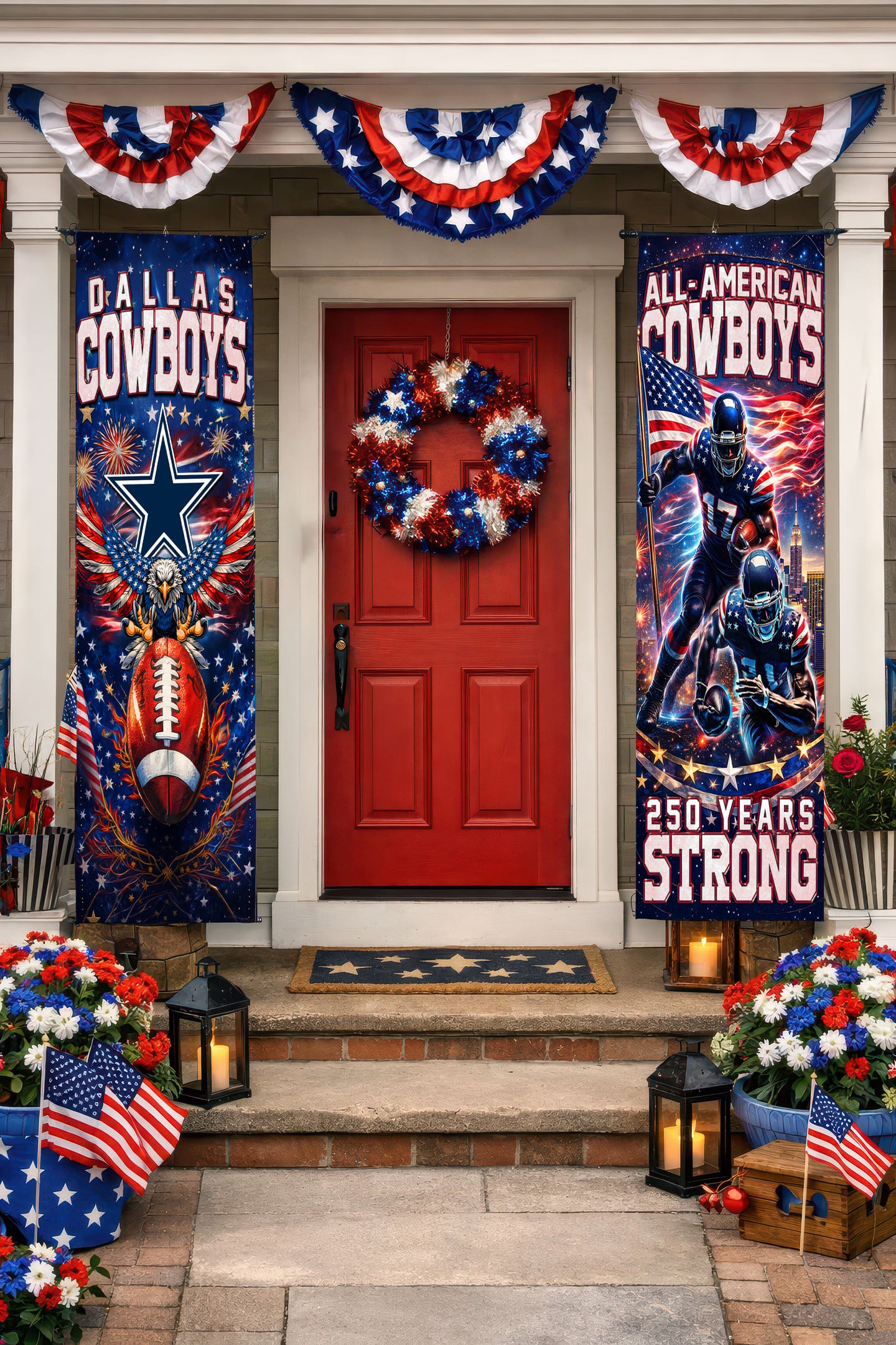 Dallas Cowboys | Premium NFL 250th Anniversary Of America Independence Day Porch Sign