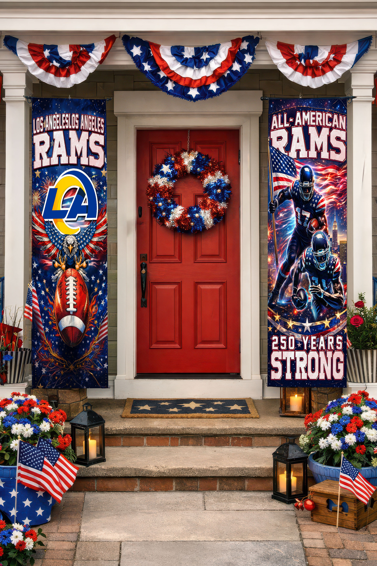 Los Angeles Rams | Premium NFL 250th Anniversary Of America Independence Day Porch Sign