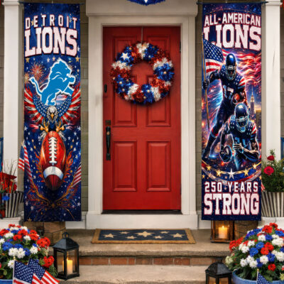 Detroit Lions | Premium NFL 250th Anniversary Of America Independence Day Porch Sign