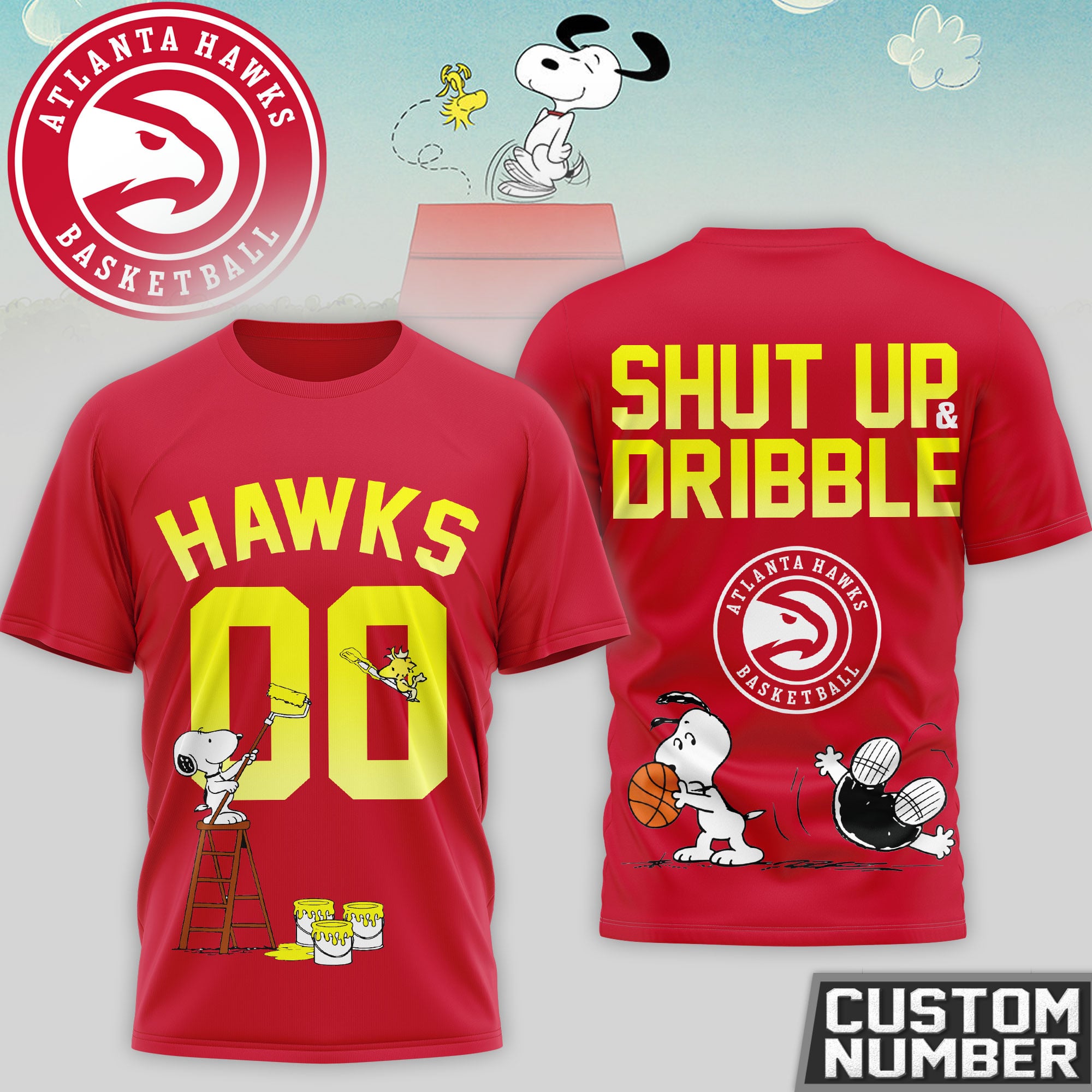 Atlanta Hawks | Premium NBA Snoopy 3D Shirt - Image 2