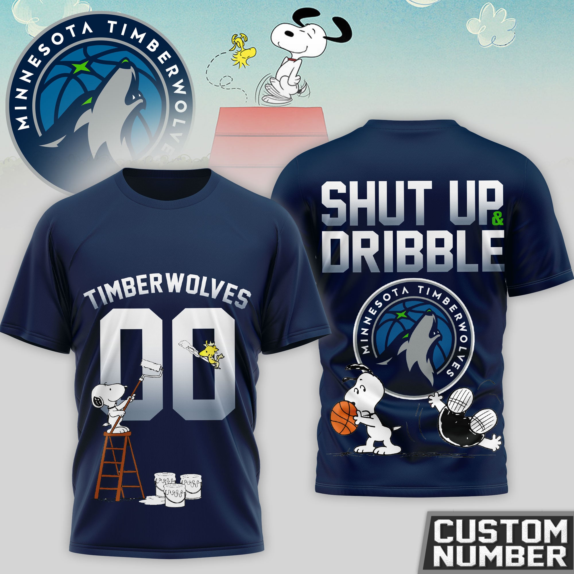 Minnesota Timberwolves | Premium NBA Snoopy 3D Shirt - Image 2