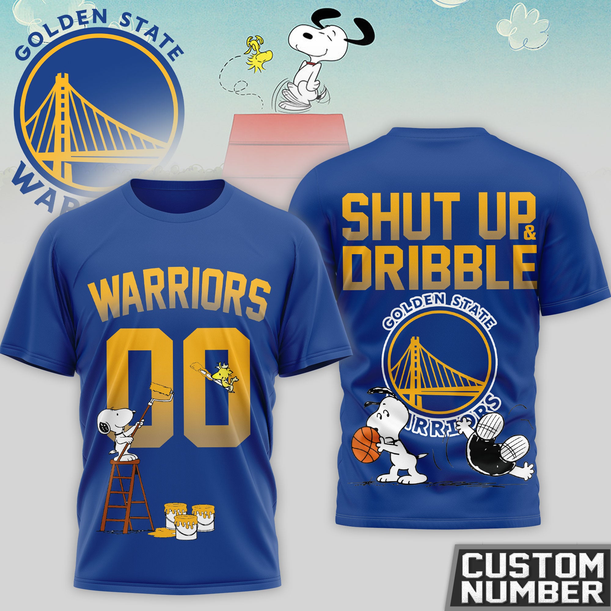 Golden State Warriors | Premium NBA Snoopy 3D Shirt - Image 2