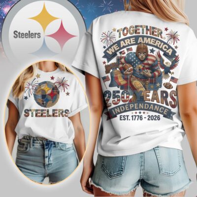 Pittsburgh Steelers | Premium NFL 250th Anniversary Of America Patchwork Women Shirt - 5XL