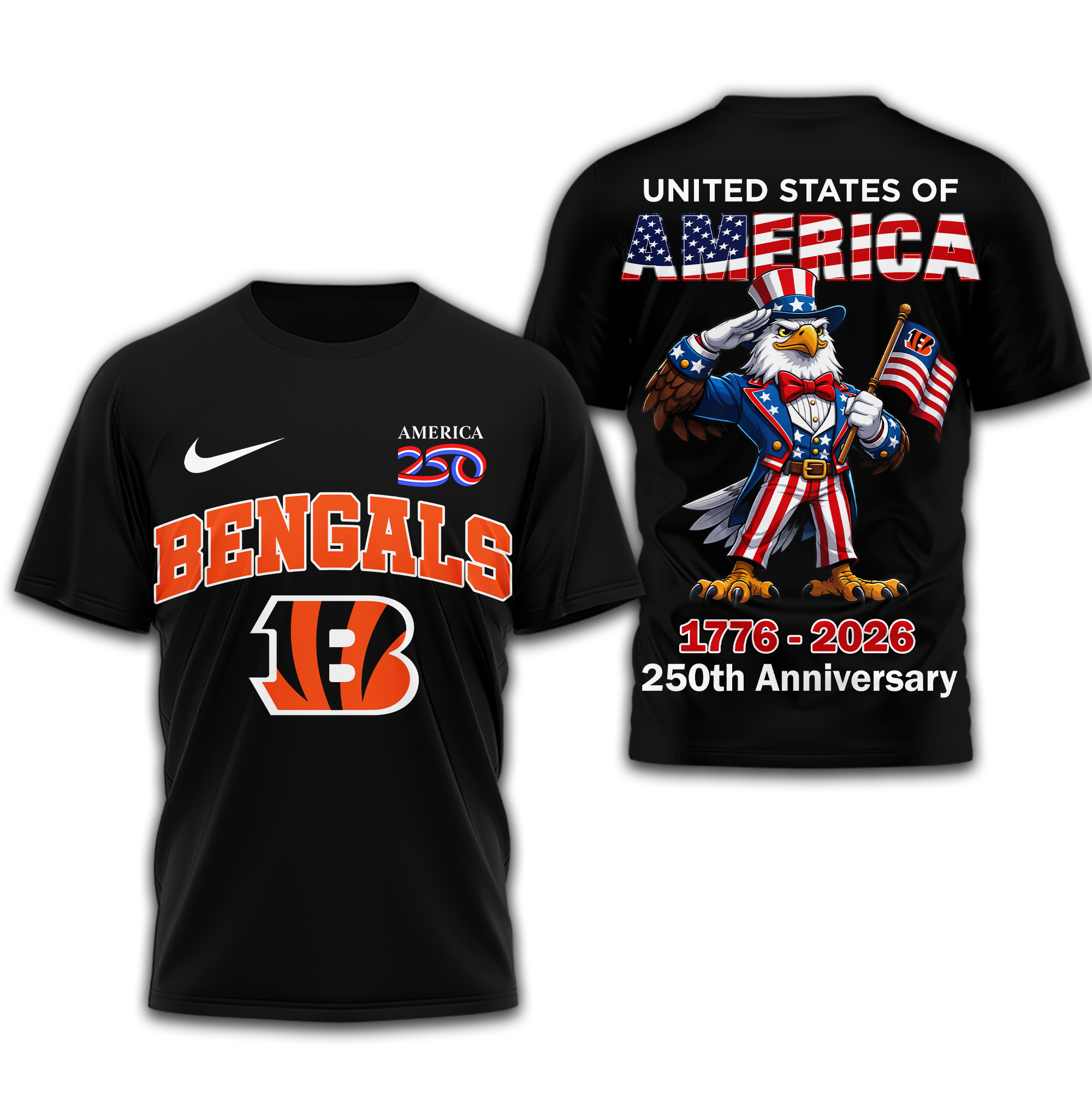 Cincinnati Bengals | Premium NFL American 250 3D Shirt - Image 2