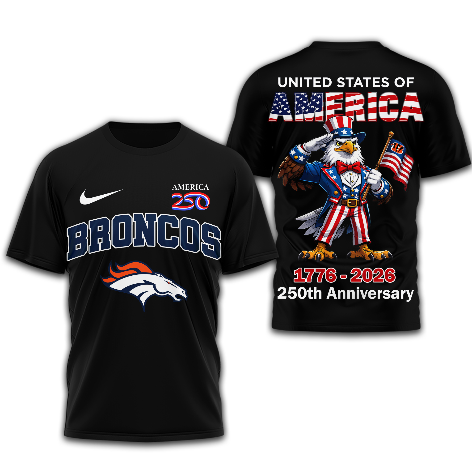 Denver Broncos | Premium NFL American 250 3D Shirt - Image 2
