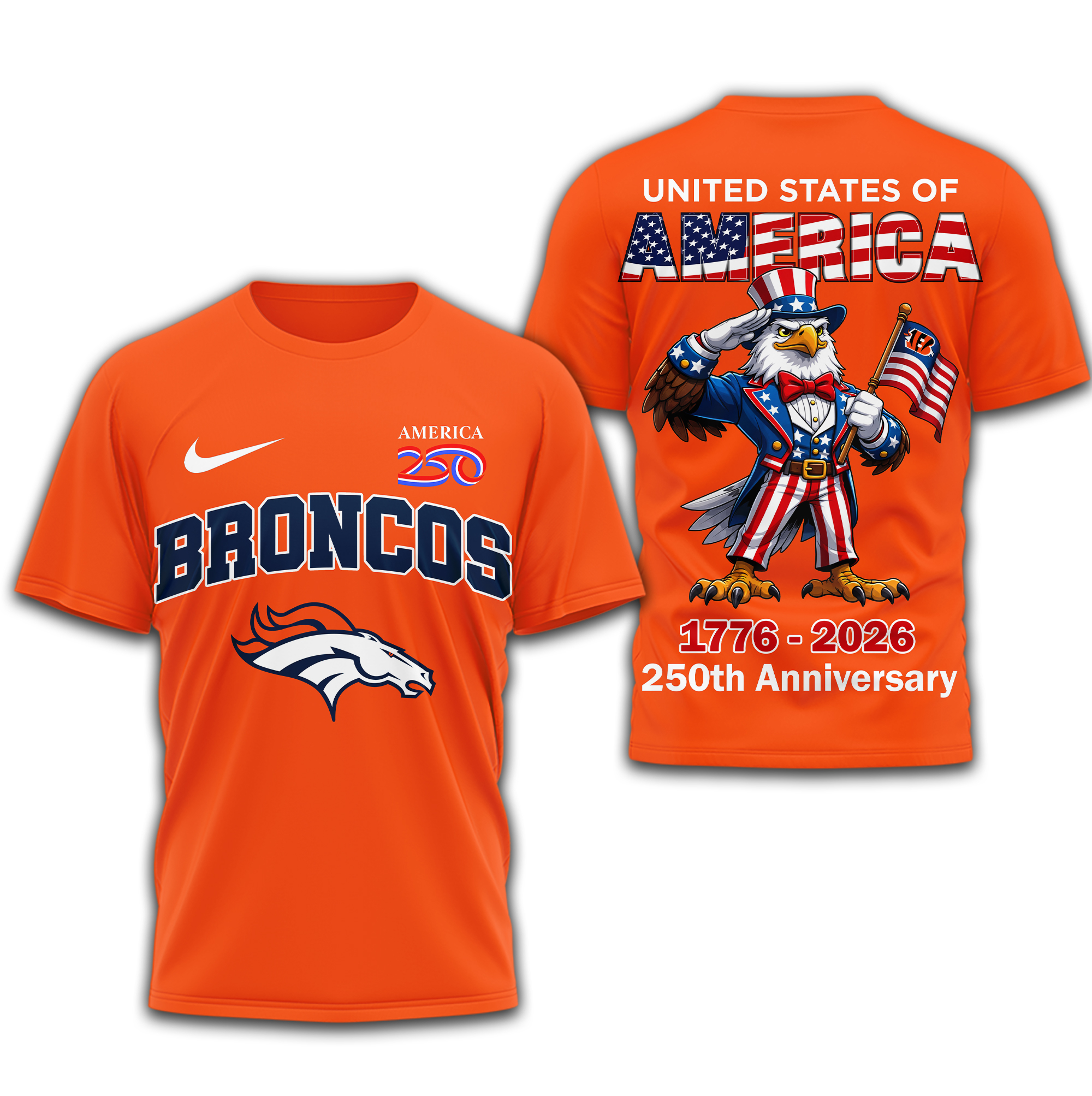 Denver Broncos | Premium NFL American 250 3D Shirt - Image 4