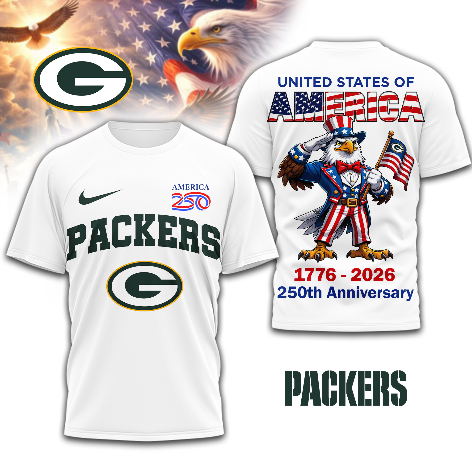 Green Bay Packers | Premium NFL American 250 3D Shirt