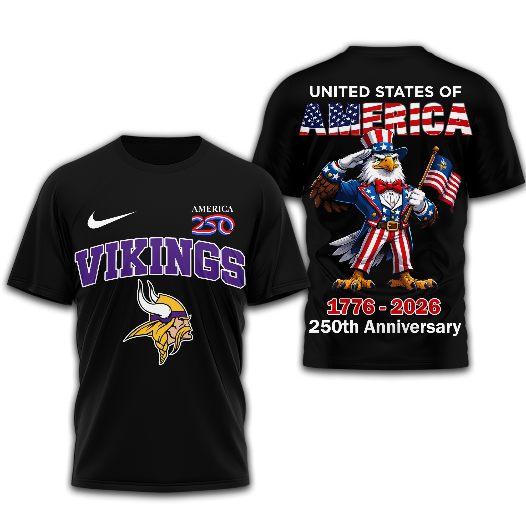 Minnesota Vikings | Premium NFL American 250 3D Shirt - Image 2