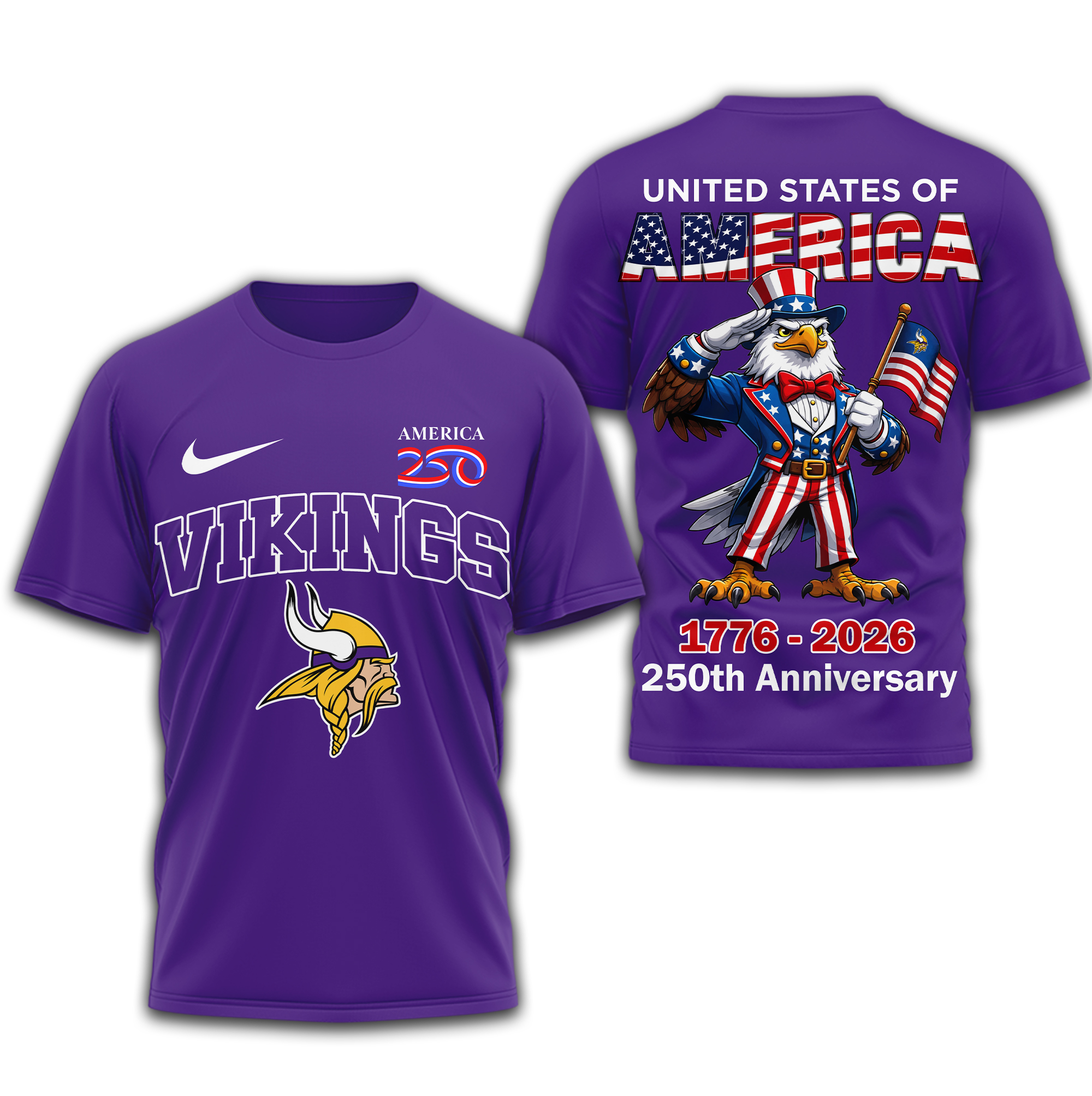 Minnesota Vikings | Premium NFL American 250 3D Shirt - Image 3