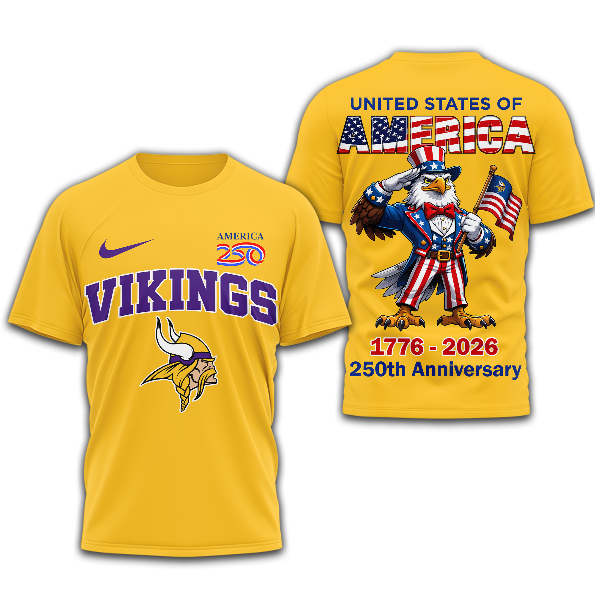 Minnesota Vikings | Premium NFL American 250 3D Shirt - Image 4