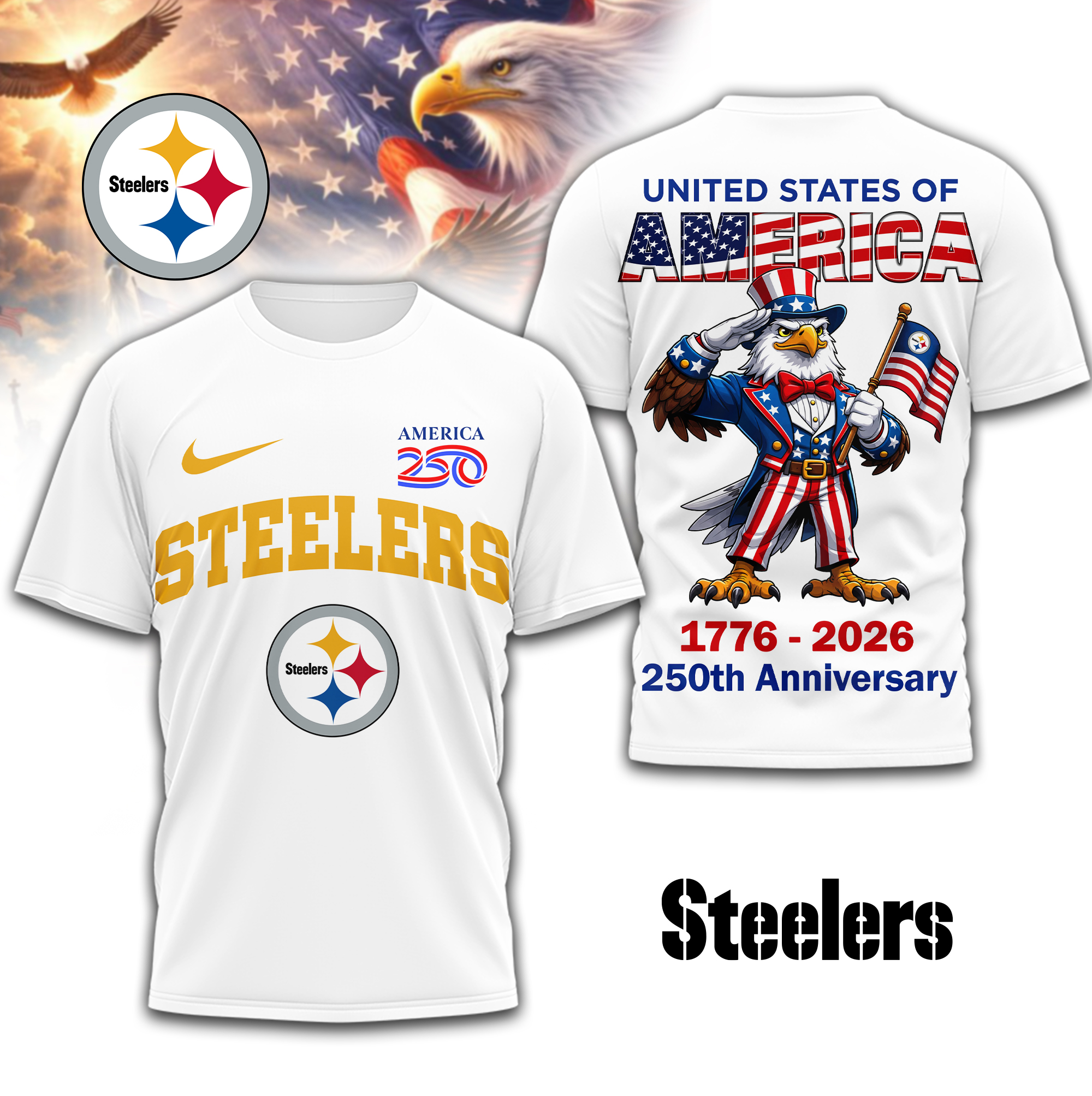Pittsburgh Steelers | Premium NFL American 250 3D Shirt