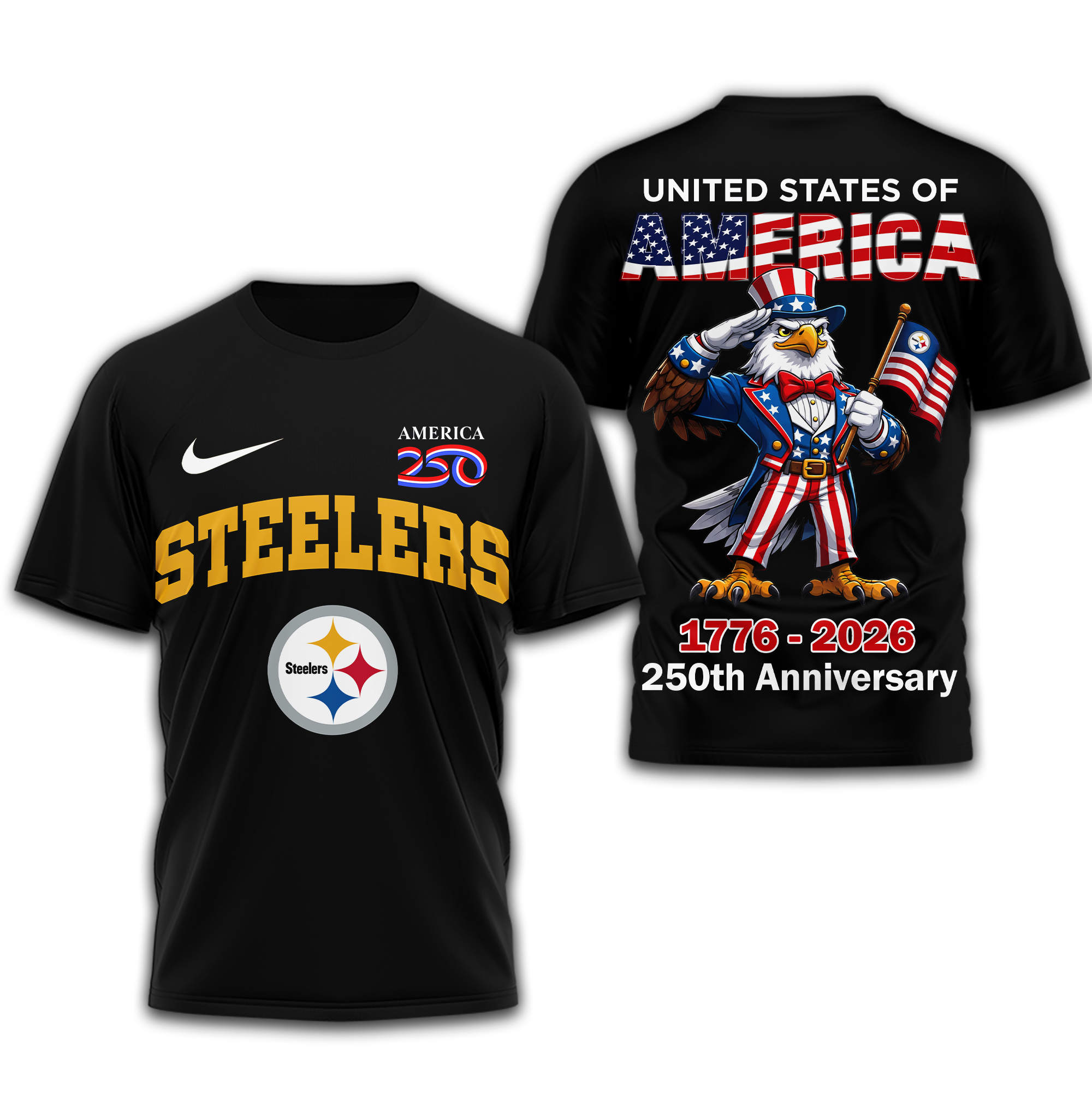 Pittsburgh Steelers | Premium NFL American 250 3D Shirt - Image 2