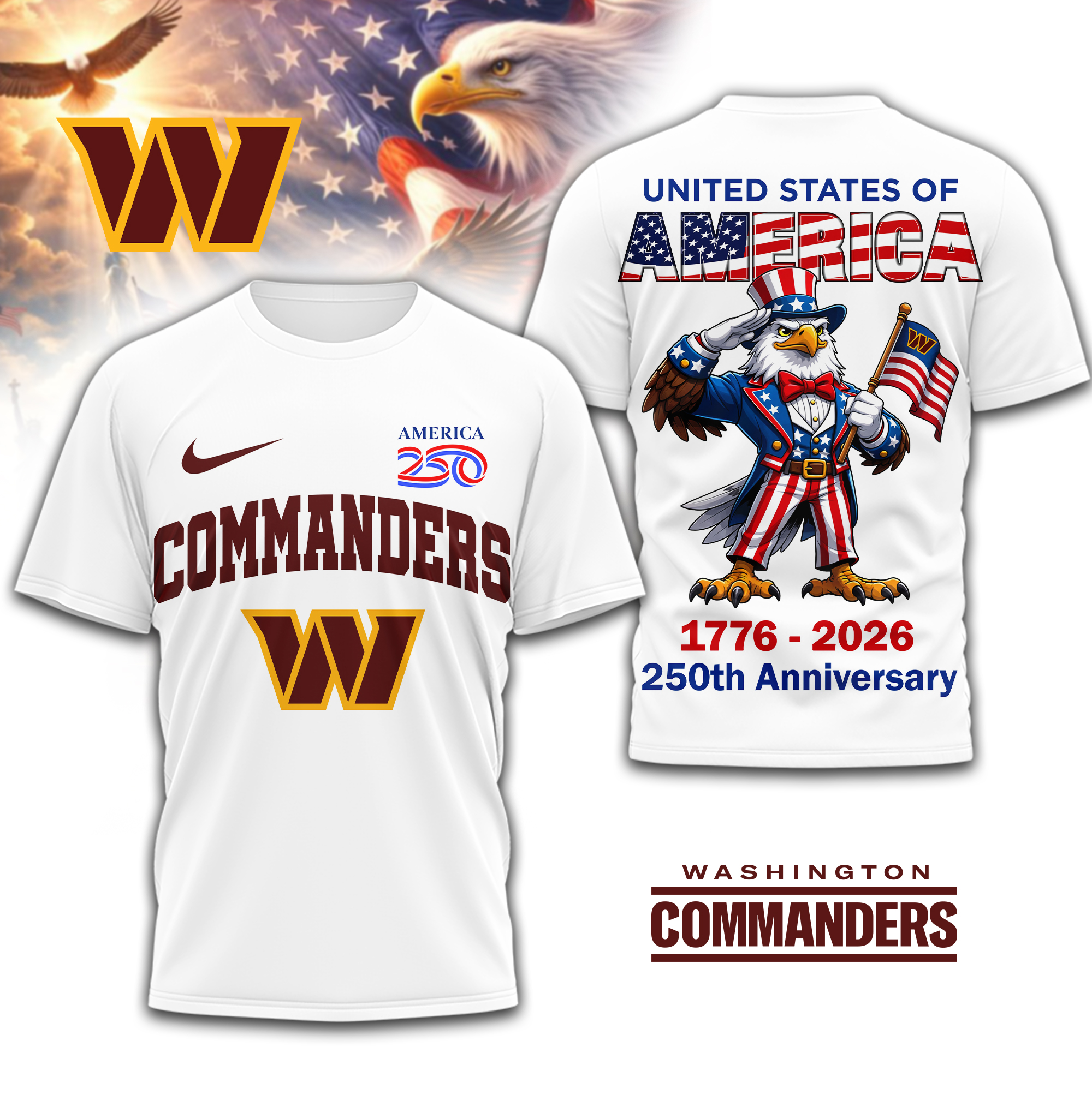 Washington Commanders | Premium NFL American 250 3D Shirt