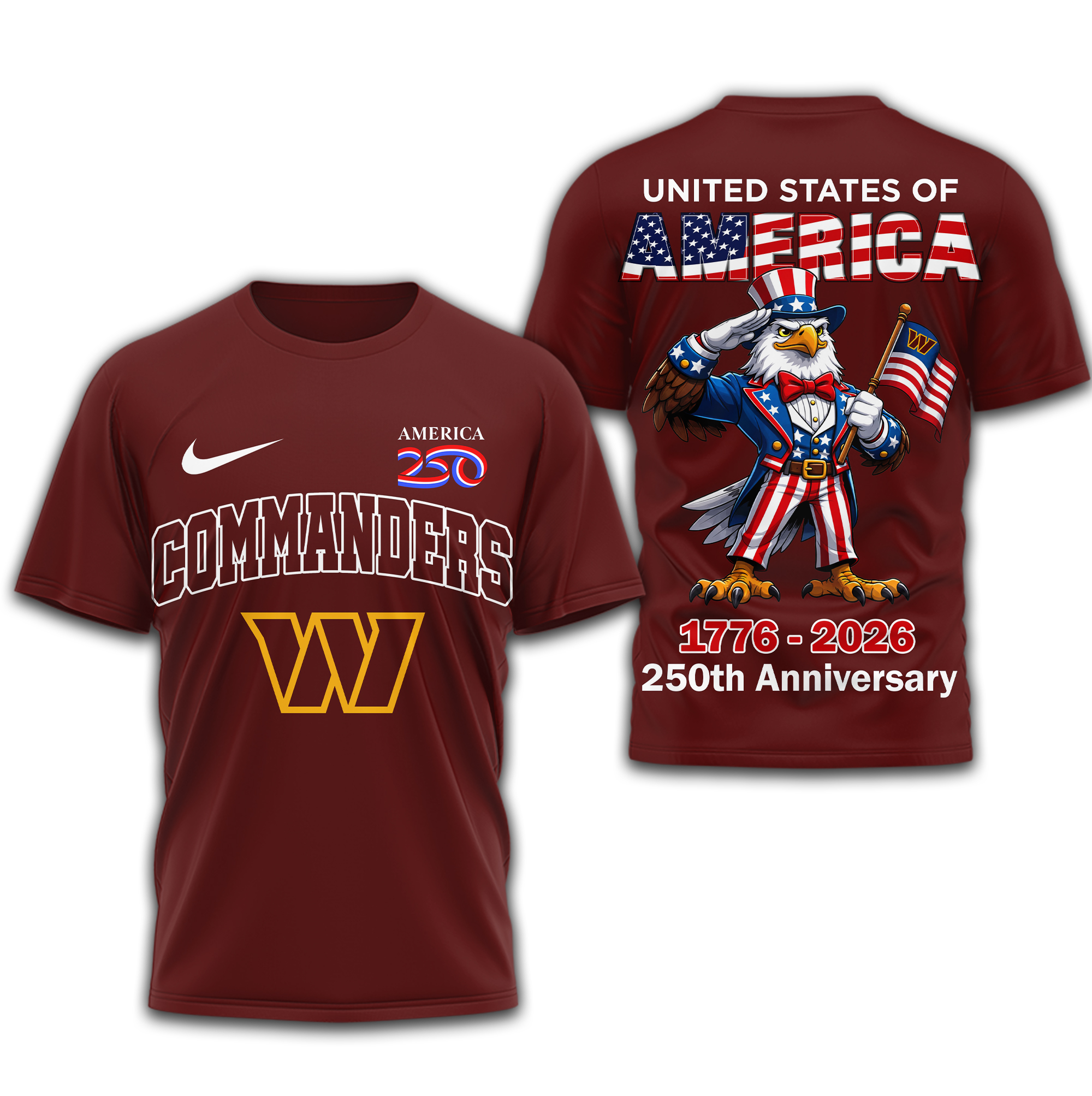 Washington Commanders | Premium NFL American 250 3D Shirt - Image 3