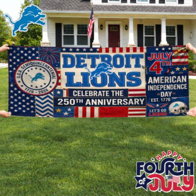 Detroit Lions | Premium NFL Patchwork America 250 Fabric Banner