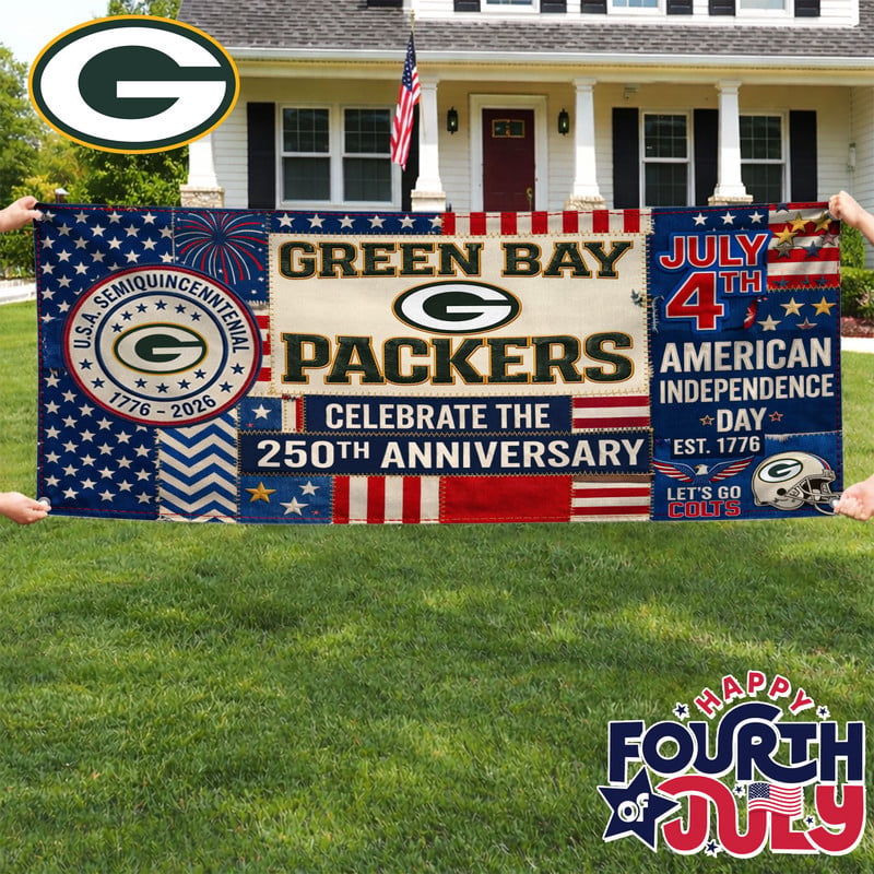 Green Bay Packers | Premium NFL Patchwork America 250 Fabric Banner