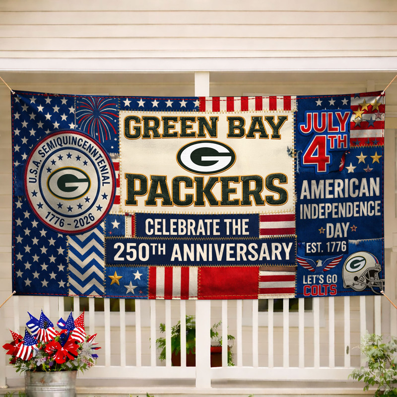 Green Bay Packers | Premium NFL Patchwork America 250 Fabric Banner - Image 2