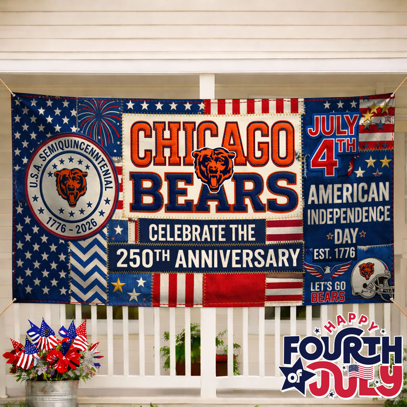 Chicago Bears | Premium NFL Patchwork America 250 Fabric Banner - Image 2