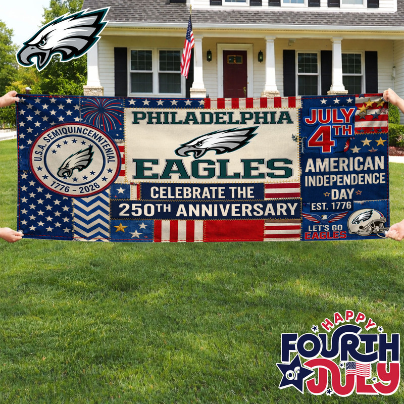 Philadelphia Eagles | Premium NFL Patchwork America 250 Fabric Banner