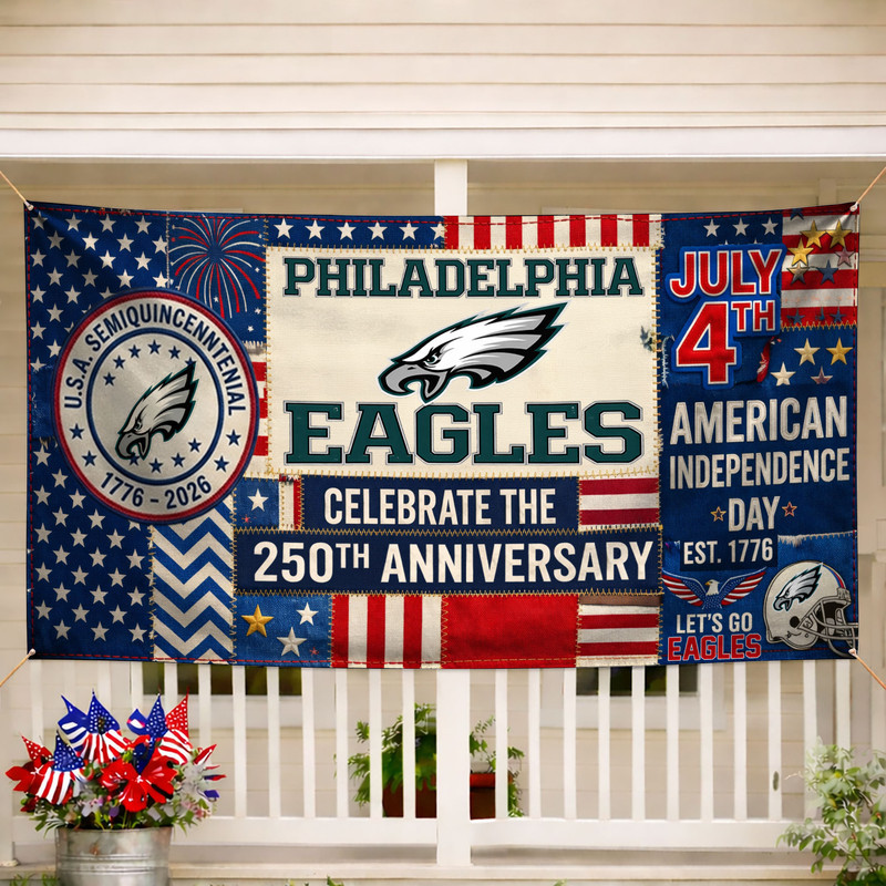 Philadelphia Eagles | Premium NFL Patchwork America 250 Fabric Banner - Image 2